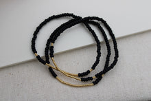 Load image into Gallery viewer, Black & Gold Seed Bead Bracelet