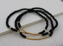 Load image into Gallery viewer, Black & Gold Seed Bead Bracelet