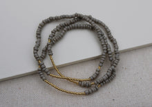 Load image into Gallery viewer, Taupe & Gold Seed Bead Bracelet