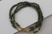 Load image into Gallery viewer, Sage Green & Gold Seed Bead Bracelet