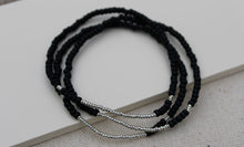 Load image into Gallery viewer, Black & Silver Seed Bead Bracelet