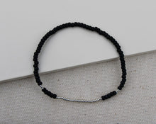 Load image into Gallery viewer, Black & Silver Seed Bead Bracelet