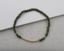 Load image into Gallery viewer, Sage Green & Gold Seed Bead Bracelet