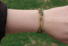 Load image into Gallery viewer, Sage Green & Gold Seed Bead Bracelet