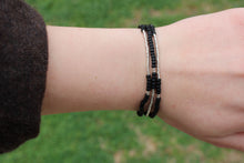 Load image into Gallery viewer, Black & Silver Seed Bead Bracelet
