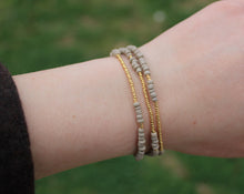 Load image into Gallery viewer, Taupe & Gold Seed Bead Bracelet