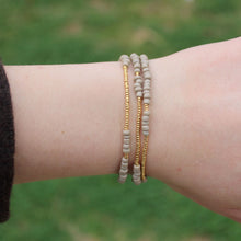Load image into Gallery viewer, Taupe & Gold Seed Bead Bracelet