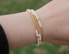 Load image into Gallery viewer, Cream & Gold Seed Bead Bracelet