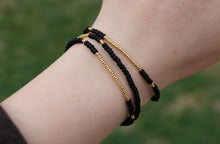 Load image into Gallery viewer, Black & Gold Seed Bead Bracelet