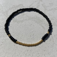 Load image into Gallery viewer, Black & Gold Seed Bead Bracelet