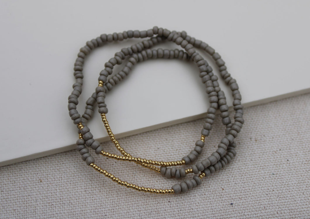 Taupe & Gold Seed Bead Bracelet