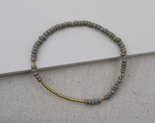 Load image into Gallery viewer, Taupe &amp; Gold Seed Bead Bracelet
