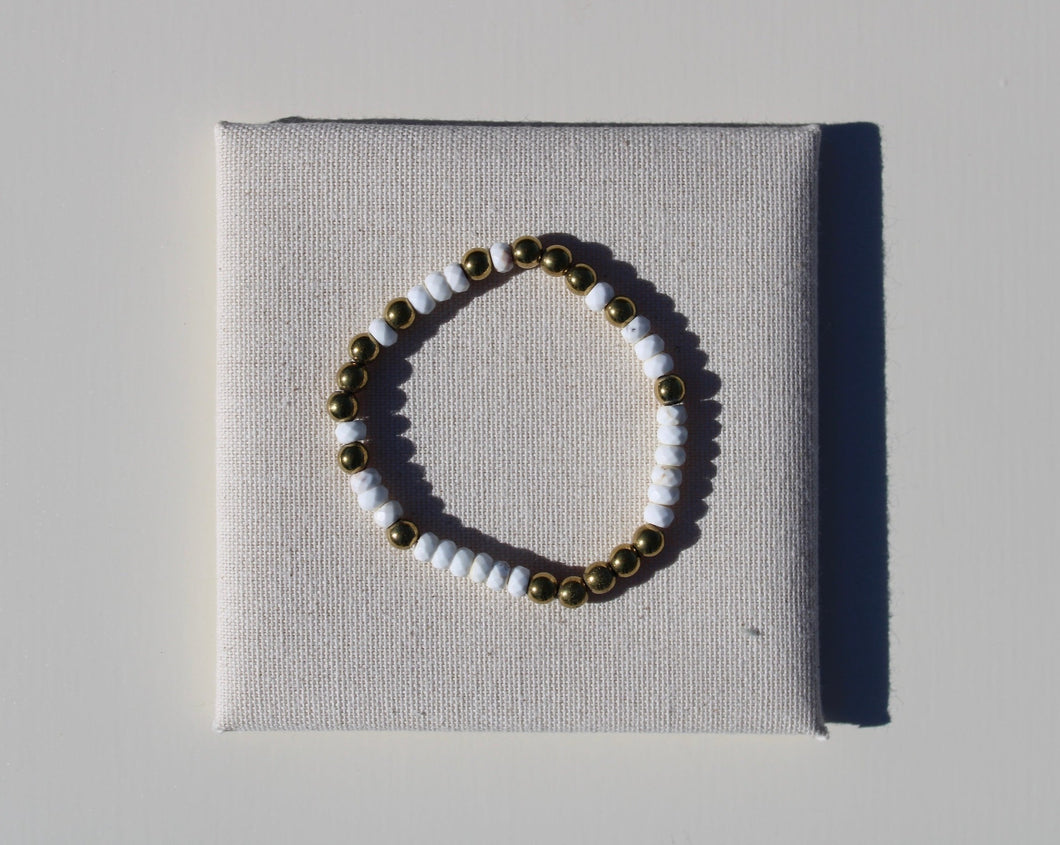 Brass Gold & Cream Bracelet