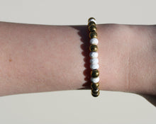 Load image into Gallery viewer, Brass Gold &amp; Cream Bracelet
