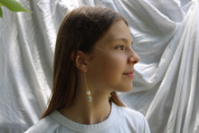 Load image into Gallery viewer, Purple Flower &amp; Pearl Dangle Earrings - Limited Supply
