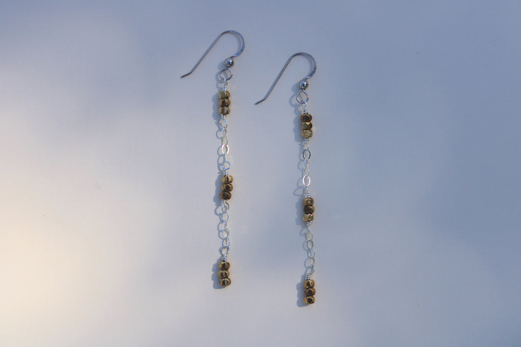 Silver & Gold Drop Earrings