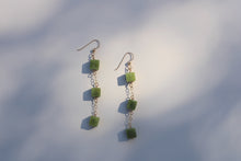 Load image into Gallery viewer, Green Square Drop Earrings in Gold
