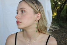 Load image into Gallery viewer, Green Square Drop Earrings in Gold
