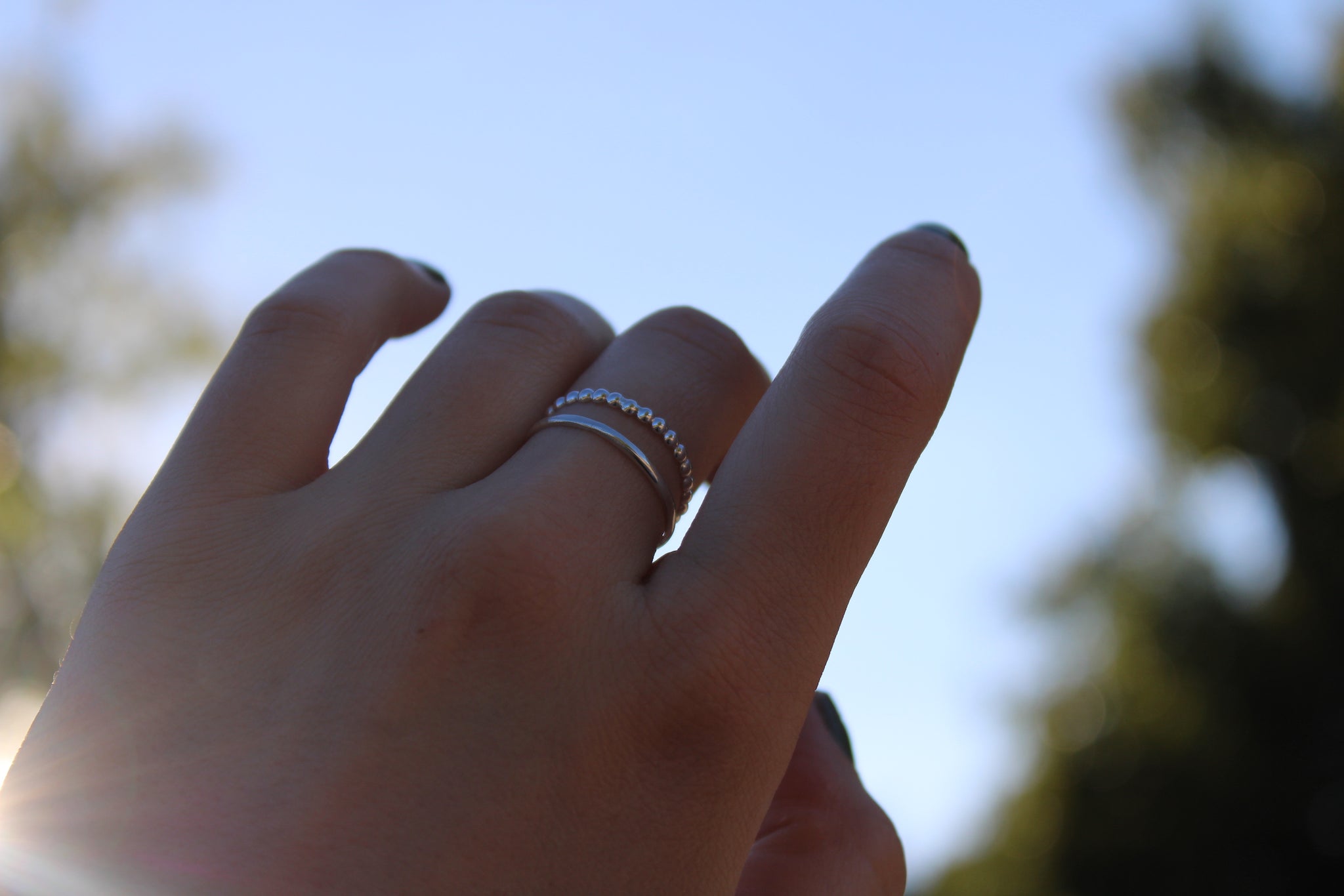 Glitter Dot Sterling Silver Rings