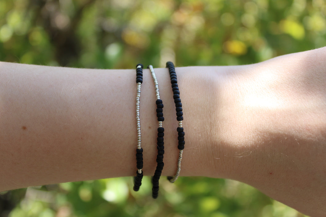 Black & Silver Seed Bead Stack
