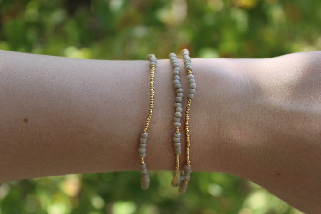 Taupe & Gold Seed Bead Stack