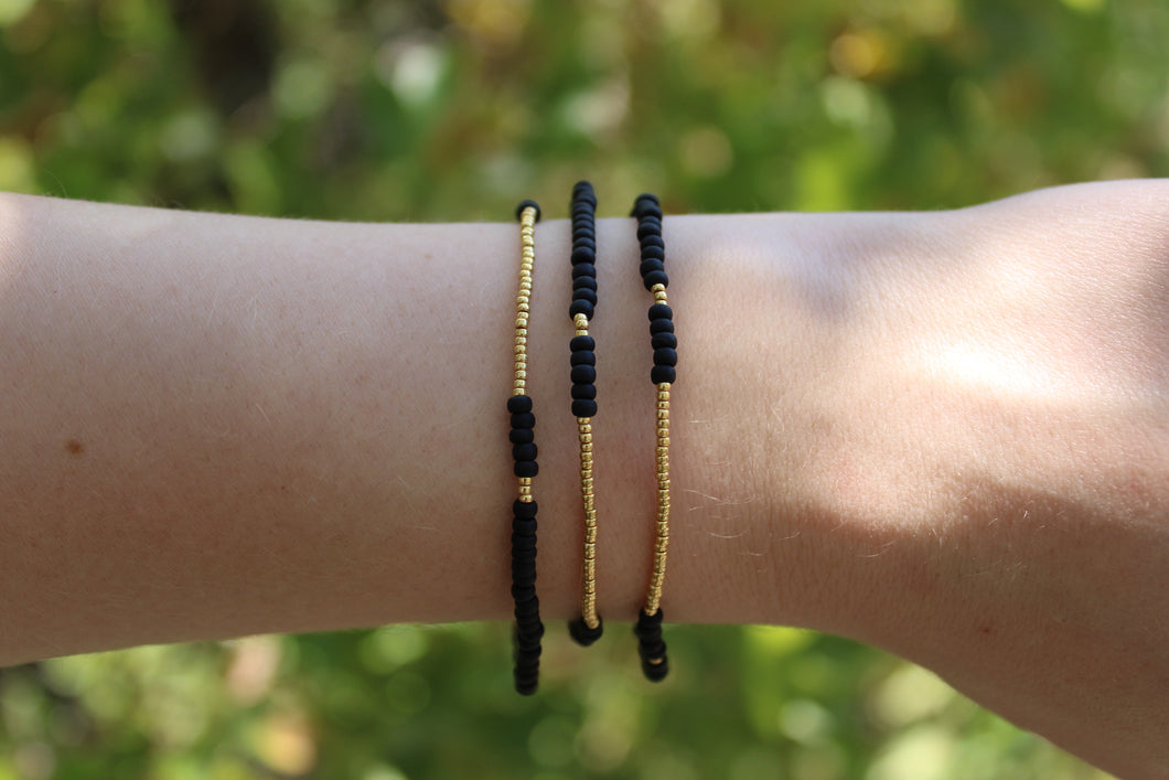 Black & Gold Seed Bead Stack