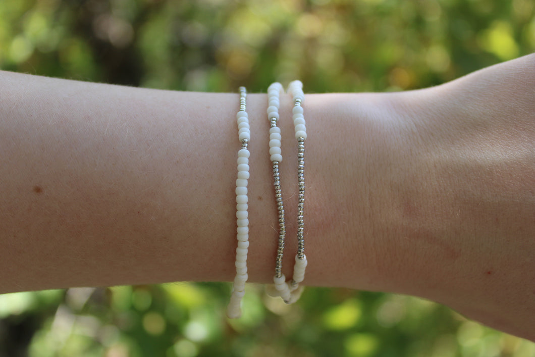 Cream & Silver Seed Bead Stack