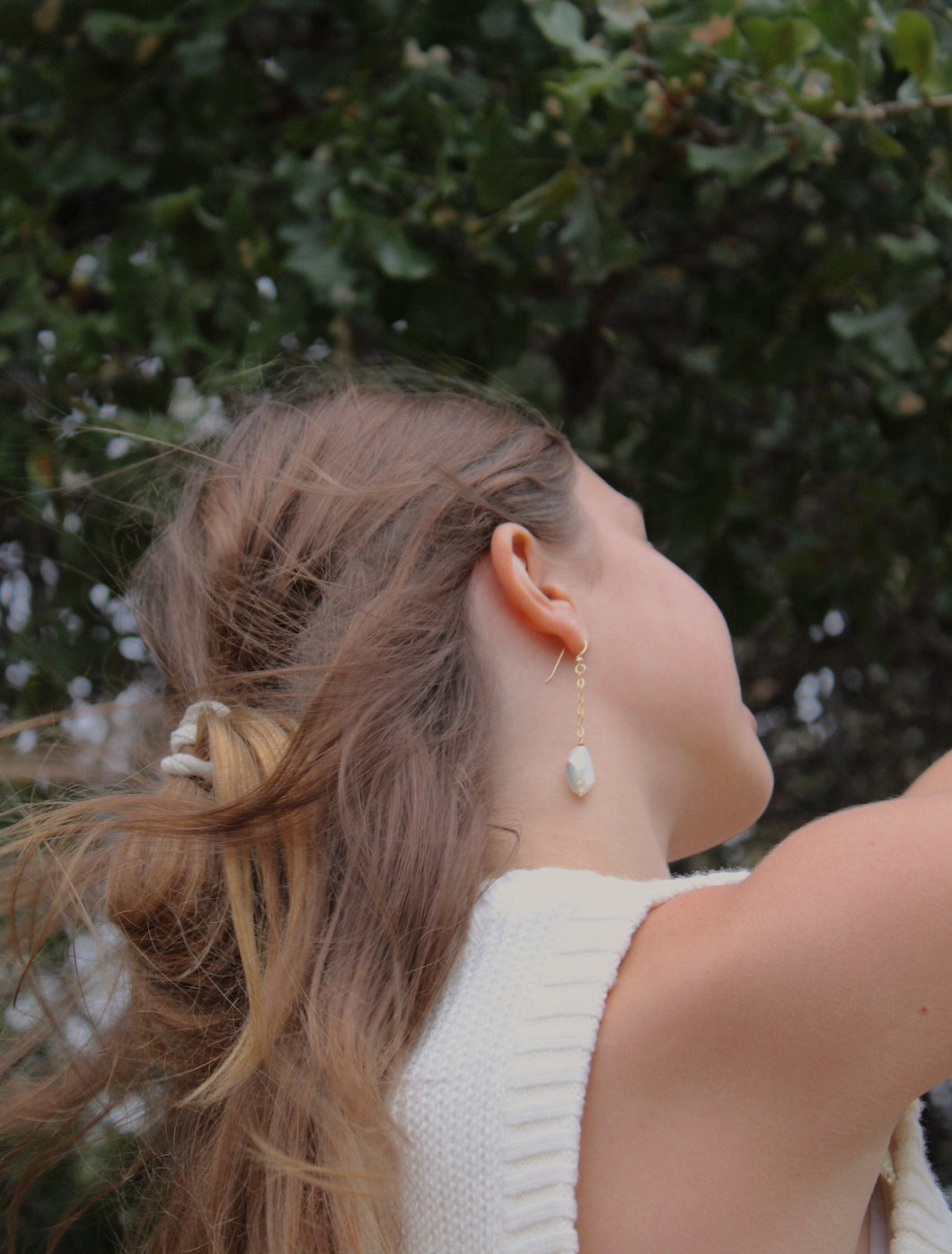 Diamond Pearl Drop Earrings